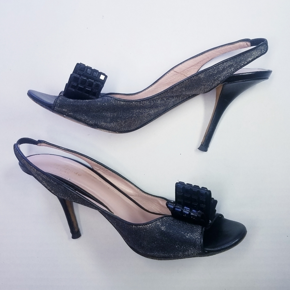 Kate Spade | Kitten Heel Black Bow,‎ size 8.5 - Picture 9 of 9